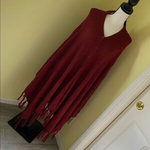 LuLaRoe Red Knit Poncho